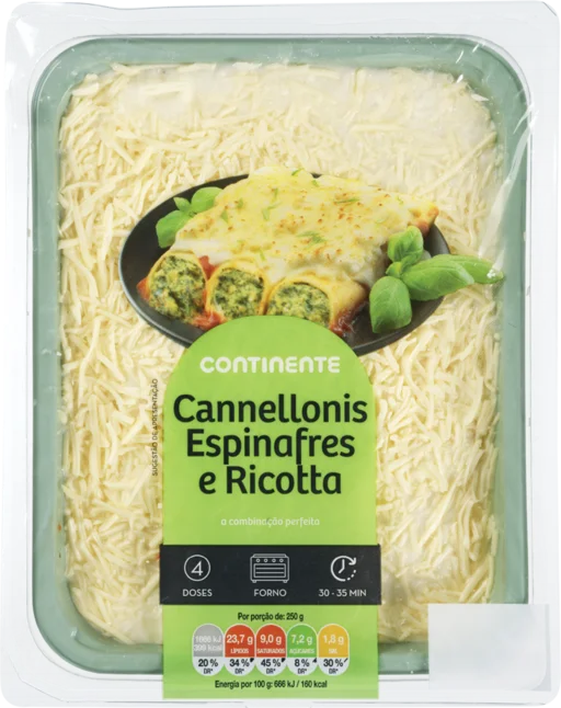 CANNELLONIS ESPINAFRES RICOTTA 