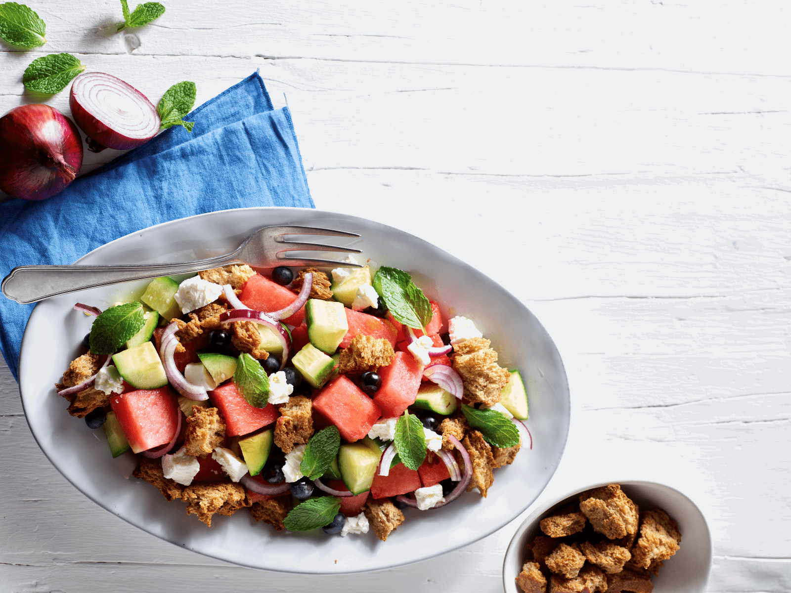 Salada de Melancia com Queijo Feta
