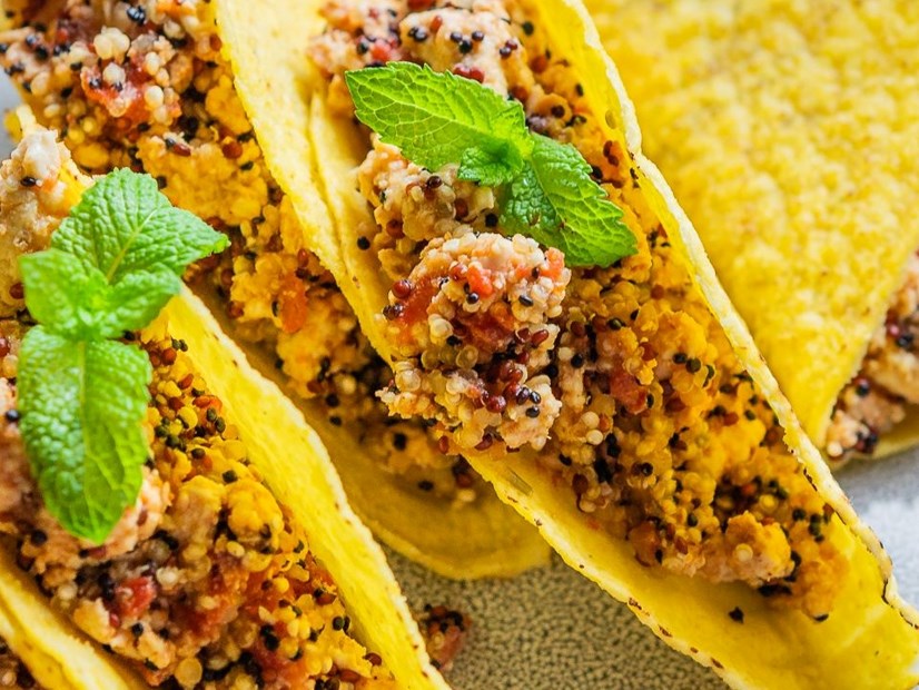 Tacos com Quinoa e Carne Picada