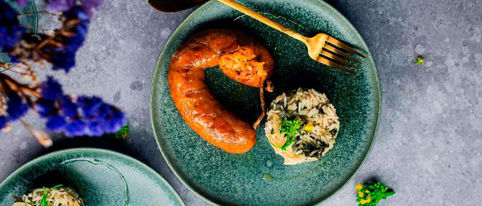 receita alheira com arroz de grelos