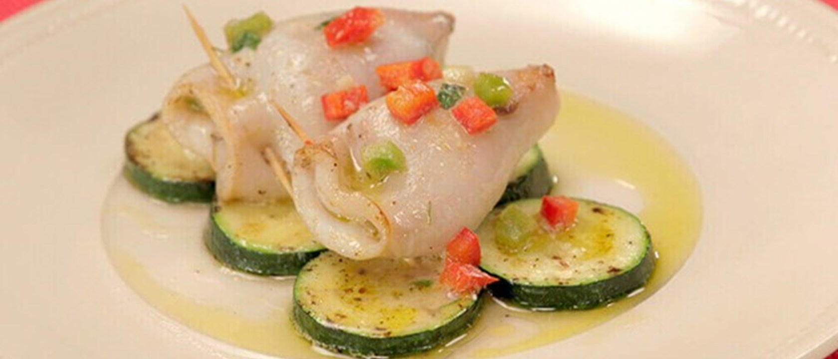 Receita de lulas recheadas com camarão e pimentos